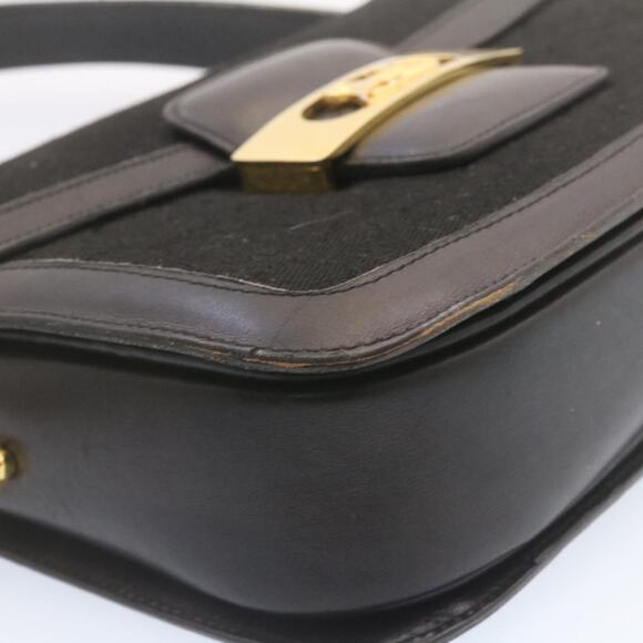 CELINE C Macadam Horse Carriage Shoulder Bag Canvas Black Gold - Picture 9 of 12